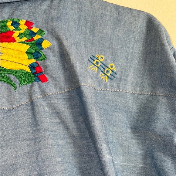 Rare 70’s Vintage Embroidered Blue Western Shirt - Picture 6 of 9